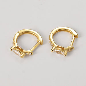 FE2157 925 Sterling Silver Luxury Marquise Zircon Hoop Earrings
