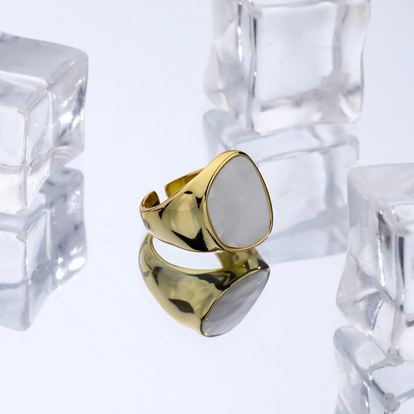 FJ0972 925 Sterling Silver Chunky White Shell Ring