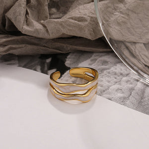 FJ0843 925 Sterling Silver Double Enamel Ring