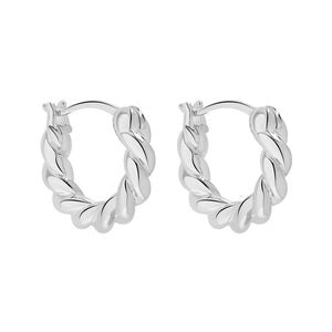 RHE1333 925 Sterling Silver Classic Twist Hoop Earrings