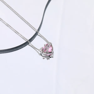 FX1121 925 Sterling Silver Crystal Glass Bundle Heart Necklace