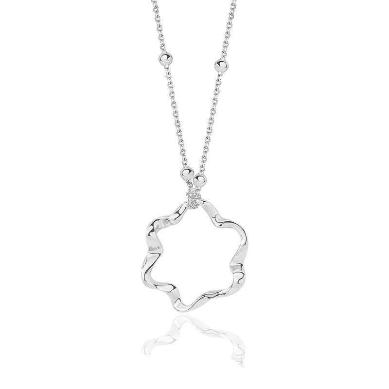 FX0983 925 Sterling Silver Irregular Cutout Geometric Necklace