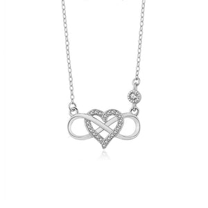FX1062 925 Sterling Silver Zircon Heart Mobius Clavicle Chain Necklace