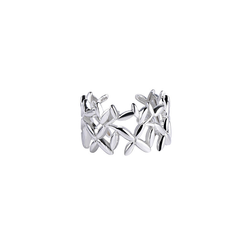 FJ0985 925 Sterling Silver Vintage Leaf Woven Ring