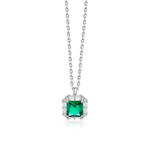 FX1244 925 Sterling Silver Shiny Cubic Crystal Necklace