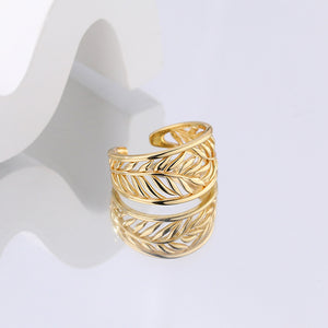 FJ0865 925 Sterling Silver Hollowed Leaves Ring