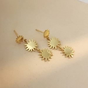 FE2505 925 Sterling Silver Sun Flower Dangle Stud Earrings