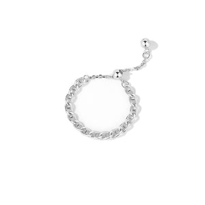 FJ1080 925 Sterling Silver  Gold Bead Adjustable Chain Ring