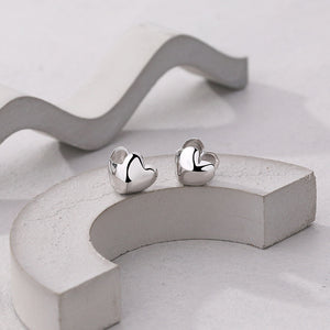 FE2499 925 Sterling Silver Three dimensional heart Stud Earrings