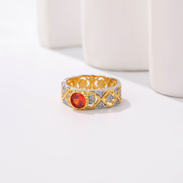 FJ0920 925 Sterling Silver Pave Clover Ring