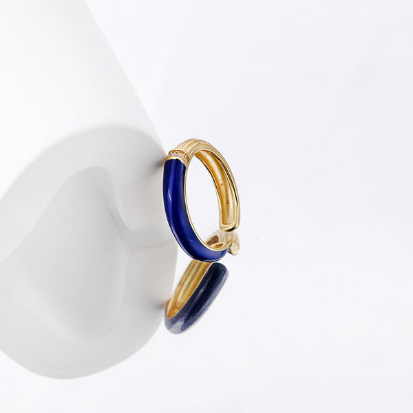 FJ0888 925 Sterling Silver Two-tone Enamel Ring