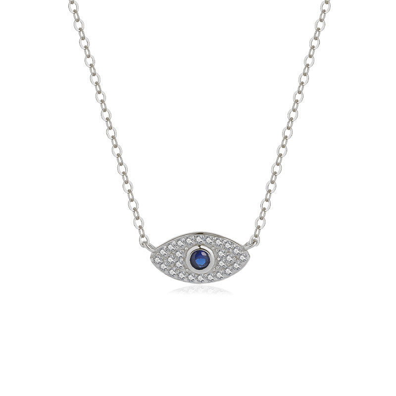 FX0997 925 Sterling Silver Blue Zirconia Evil Eye Pendant Necklaces