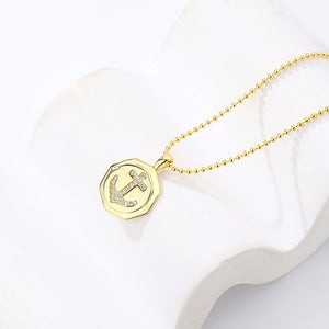 FX1112 925 Sterling Silver Anchor Coin Pendant Necklaces