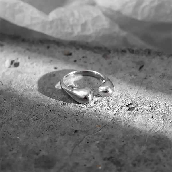 FJ0855 925 Sterling Silver Drop Shape Ring