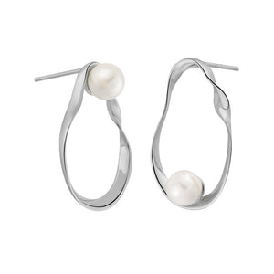 RHE1339 925 Sterling Silver Hollow Irregular Shell Pearl Stud Earrings