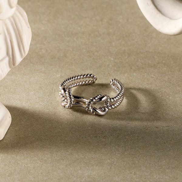 FJ0896 925 Sterling Silver Open Knot Ring