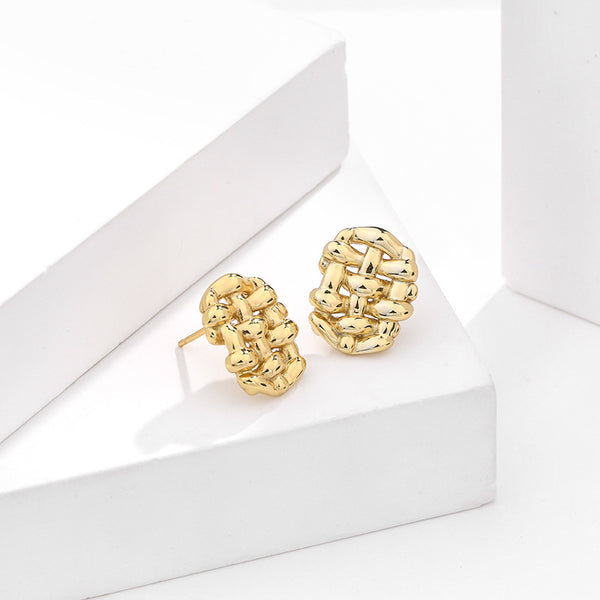 FE2633 925 Sterliang Silver Weave Irregular Stud Earring