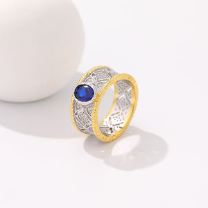K1402 925 Sterling Silver Gemstone Tow-tone Ring