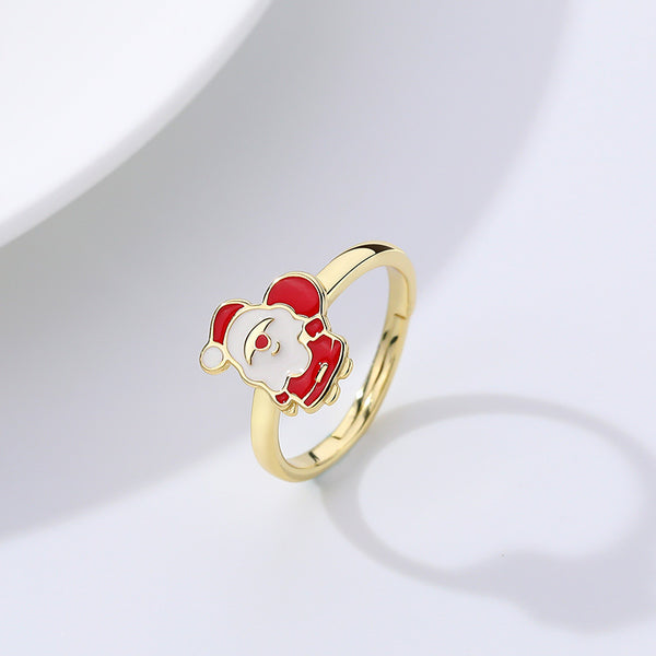 FJ0909 925 Sterling Silver Santa Claus Ring