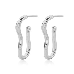 FE2577 925 Sterling Silver Metallic Irregular Geometry Stud Earring