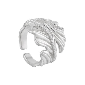 RHJ1188 925 Sterling Silver Irregular Textured Zircon Open Ring