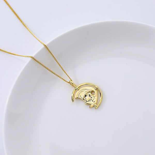 FX0986 925 Sterling Silver Irregular Crescent Pendant Nedcklaces