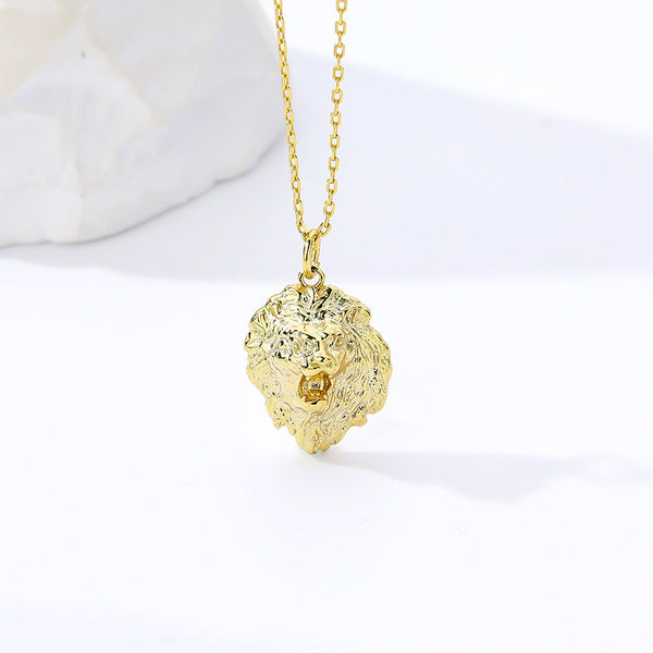 FX0987 925 Sterling Silver Lava Textured Lion Necklaces