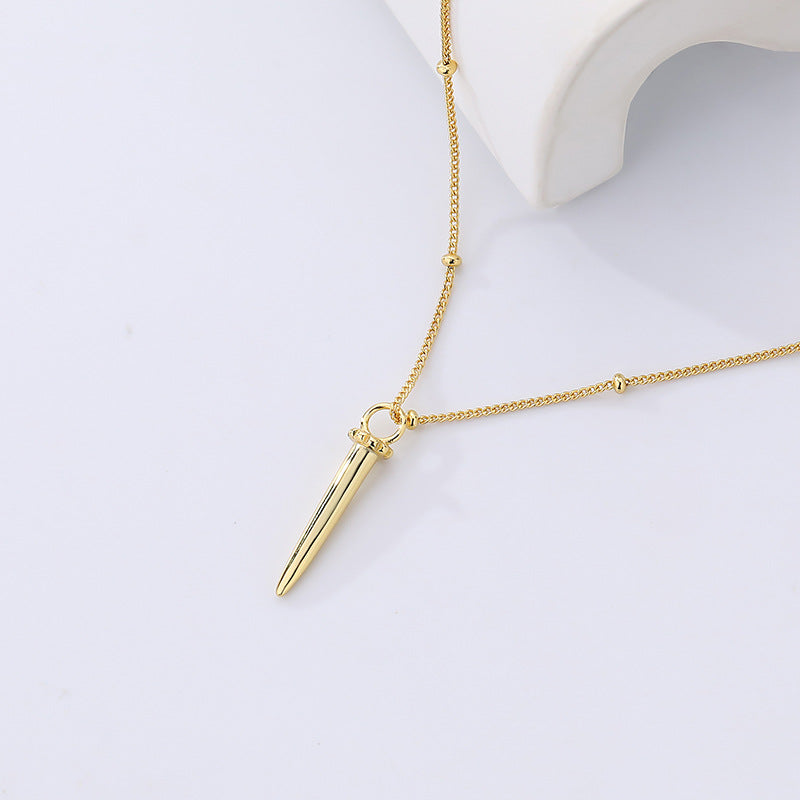 FX0984 925 Sterling Silver Gold Sword Pendant Necklace