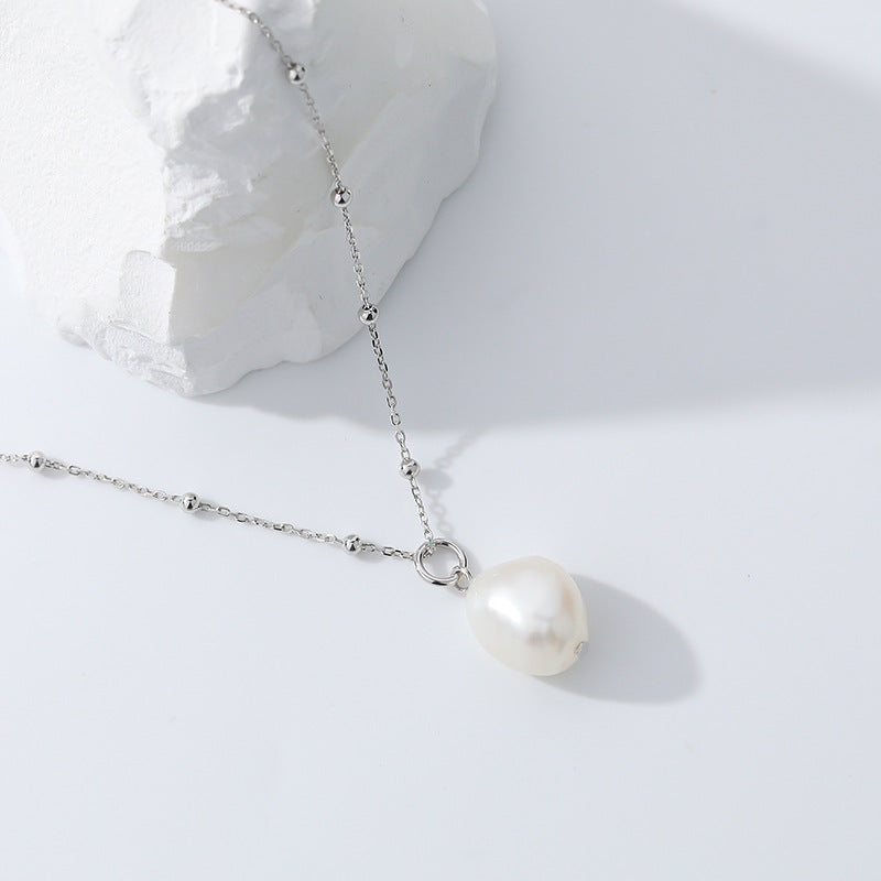 FX1022 925 Sterling Silver Vintage Baroque Pearl Necklace