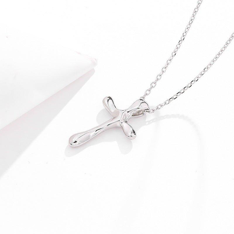 FX0970 925 Sterling Silver Cross Pendant Clavicle Necklaces