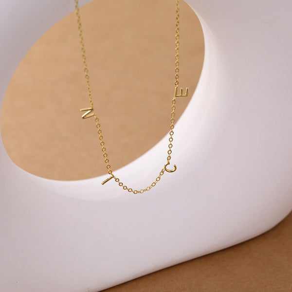 FX0969 925 Sterling Silver Letter Initial "NICE" Necklaces