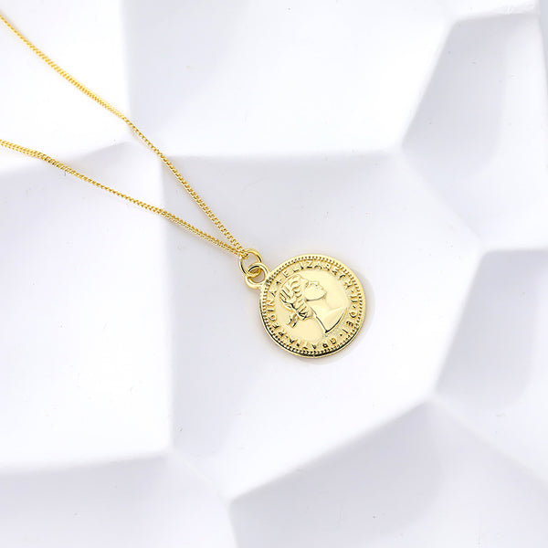FX1110 925 Sterling Silver Vintage Roman Coin Necklace