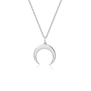 FX0961 925 Sterling Silver Moon Crescent Horns Pendant Necklaces