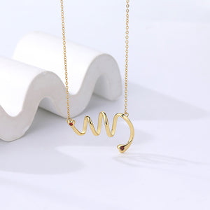 FX1044 925 Sterling Silver Geometric Coil Heartbeat Necklace