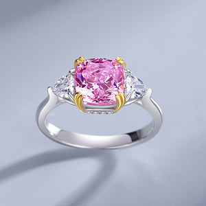 FJ1052 925 Sterling Silver Classic Four Claw Pink Ice Cut Zirconia Ring