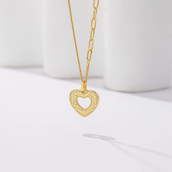 FX0966 925 Sterling Silver Heart Paperclip Bead Chain Pendant Necklaces