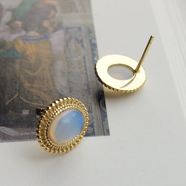 FE2638 925 Sterliang Silver Synthetic Glass Stud Earring