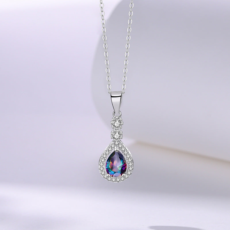 FX1241 925 Sterling Silver Luxury Stone Pendant Necklace