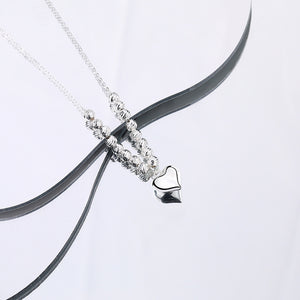 FX1123 925 Sterling Silver Bead Plump Heart Pendant Necklace