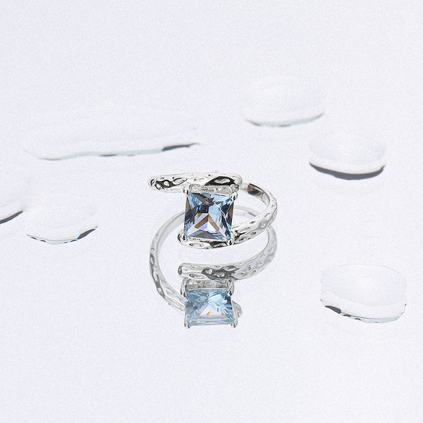 FJ0950 925 Sterling Silver CZ Texture Ring