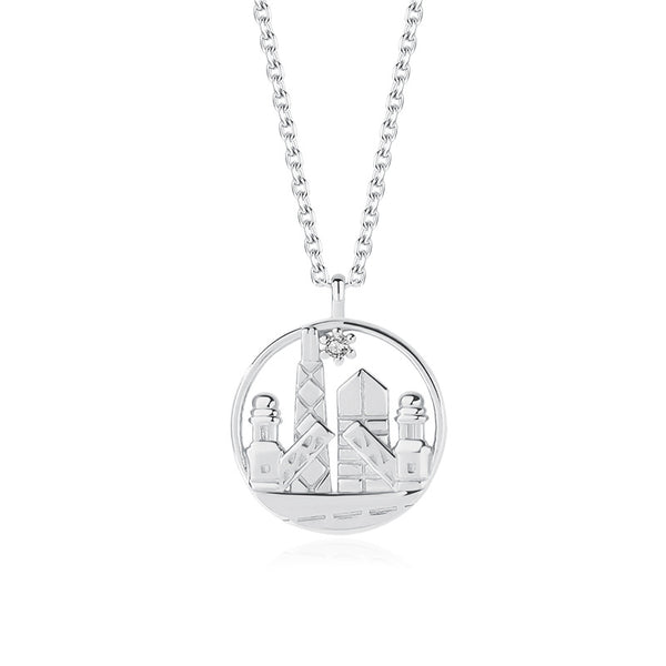 FX1094 - FX1100 925 Sterling Silver Famous City Building Logo Pendant Necklace