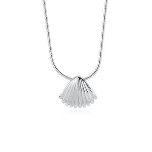 FX0965 925 Sterling Silver Scalloped Shell Snake Necklace