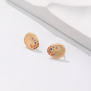 FE2646 925 Sterliang Silver Retro Brushed Color Zircon Stud Earring