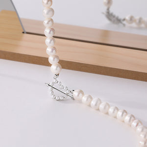 FX1131 925 Sterling Silver Cupid Heart Pearl Necklace