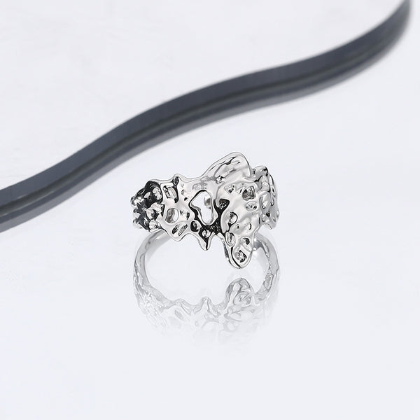 FJ0930 925 Sterling Silver Chunky Melted Ring