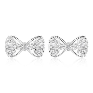 FE3023 925 Sterling Silver Elegant Bow Stud Earrings