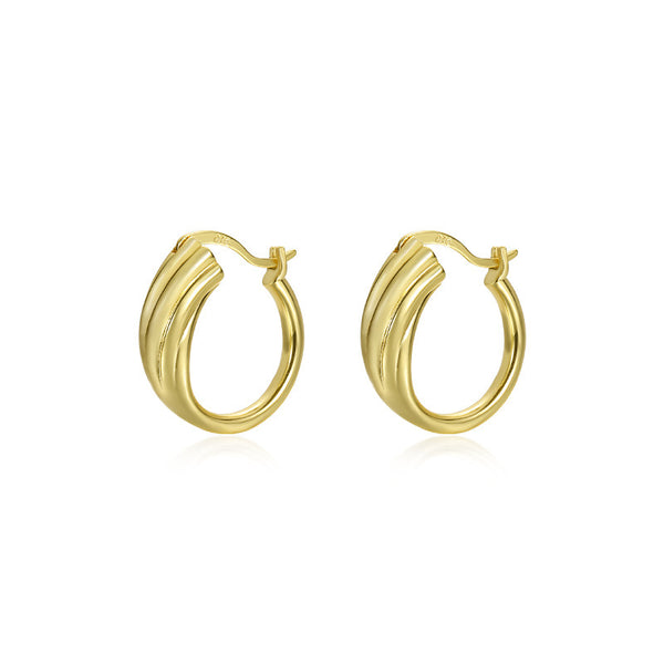 FE3045 925 Sterling Silver Bold Twisted Hoop Earring