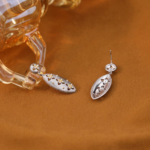 FE3063 925 Sterling Silver Hollow Four-Leaf Clover Dangle Earrings