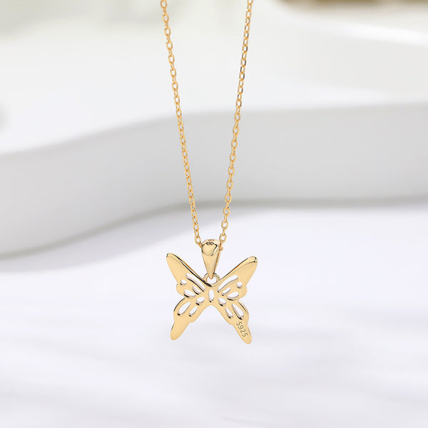 FX1073 925 Sterling Silver Butterfly Pendant Necklace