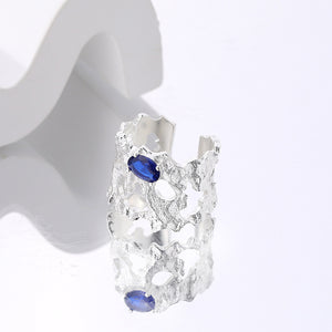 FJ0945 925 Sterling Silver Blue Zircon Ring